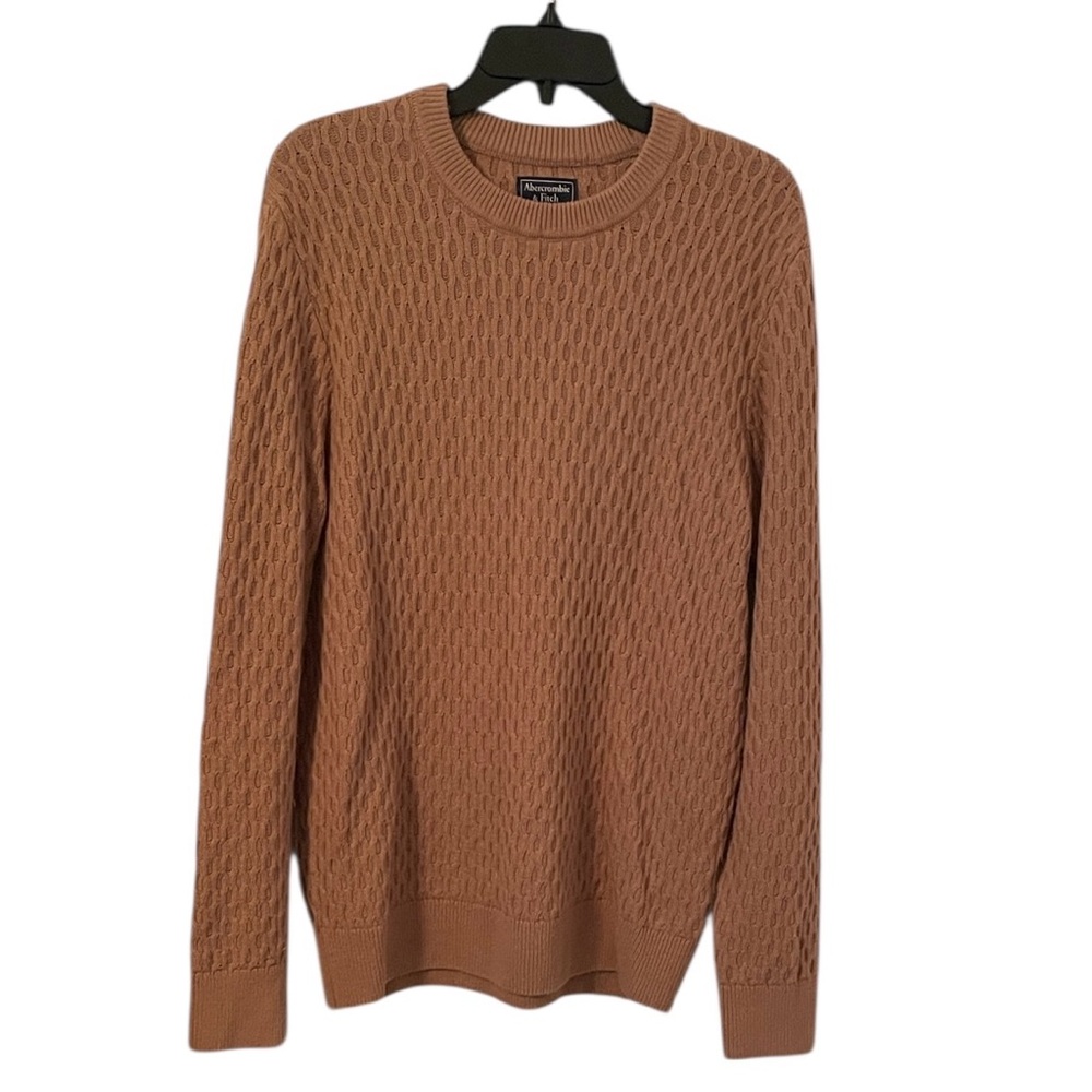 Abercrombie‎ & Fitch Men's Toffee Brown Diamond Stitch Crewneck Sweater Size L